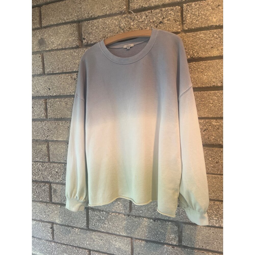 Rails Womens Gradient Crewneck Sweatshirt M Cotton Blend Blue & Cream Long Sleev - Picture 2 of 7
